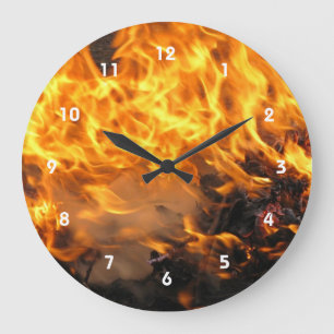 Grande Horloge Ronde Feu brûlant