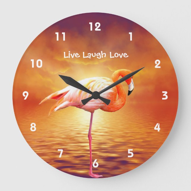 Grande Horloge Ronde Feu rose Beach Wall Clock (Recto)