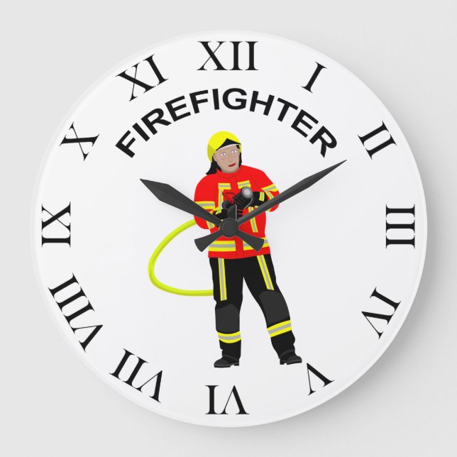 Grande Horloge Ronde Feuerwehrmann in Einsatzkleidung Große Wanduhr (Recto)