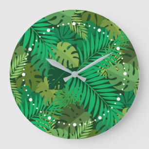 Grande Horloge Ronde Feuillage luxuriant de la jungle tropicale