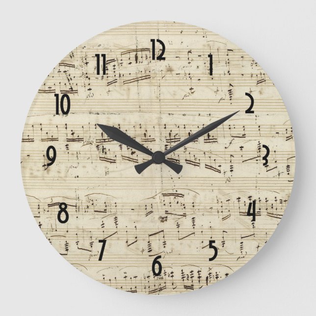 Grande Horloge Ronde Feuille de musique sur parchemin (Recto)