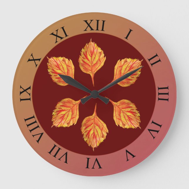 Grande Horloge Ronde Feuilles d'automne (Recto)
