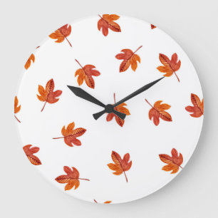 Grande Horloge Ronde Feuilles d'automne aquarelle main tirée
