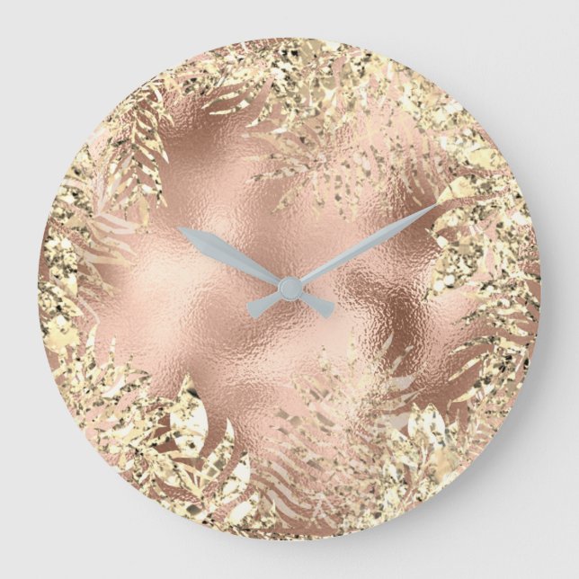 Grande Horloge Ronde Feuilles de palmier d'or de Champaigne Métallurgiq (Recto)