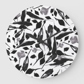 Grande Horloge Ronde Feuilles vintages D'Automne, Arrière - plan sans j