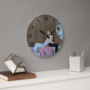 Grande Horloge Ronde Feux d'artifice Art Déco vintage Le Feu, George Ba