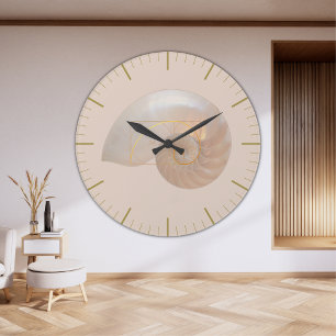 Grande Horloge Ronde Fibonacci Ration d'or Géométrie sacrée Art Grand