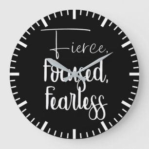 Grande Horloge Ronde Fierce, Focused, Fearless - Hustle, Gymnase, Succè