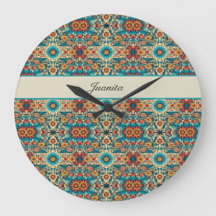 Grande Horloge Ronde Fiesta Blooms, personnalisable