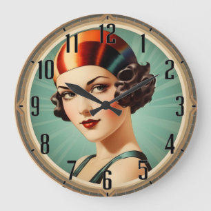Grande Horloge Ronde fille Art déco
