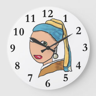 Grande Horloge Ronde Fille Avec Une Perle À Porter