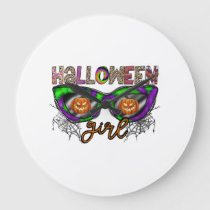 Grande Horloge Ronde Fille d'Halloween