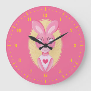 Grande Horloge Ronde Fille lapin mignonne dessin animé