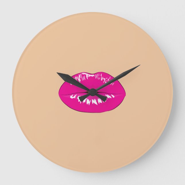 Grande Horloge Ronde Fille Lèvres tendance, Baiser (Recto)