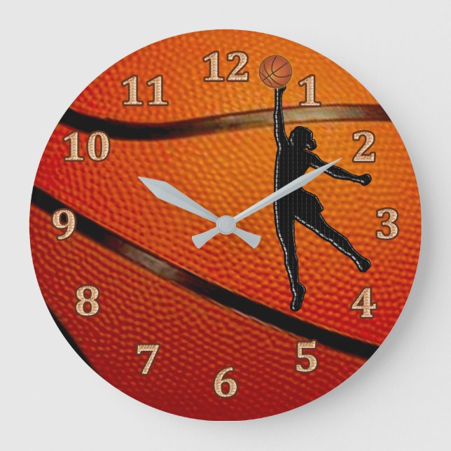 Grande Horloge Ronde Filles Basketball Horloge, Filles Basketball Chamb (Recto)