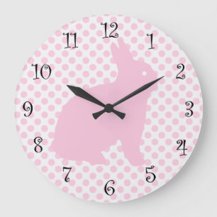 Grande Horloge Ronde Filles mignonnes cadrans roses