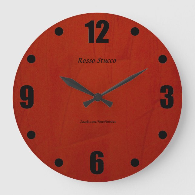 Grande Horloge Ronde Finition Wallclock rond de Faux de stuc de Rosso (Recto)