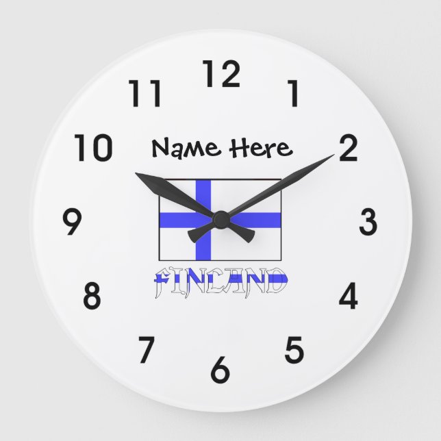 Grande Horloge Ronde Finland and Finnish Flag with Your Name (Recto)