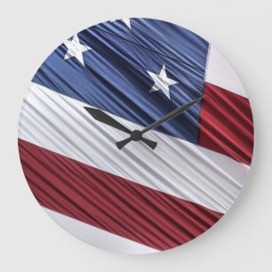 Grande Horloge Ronde Flag patriotique américain rouge, blanc et bleu
