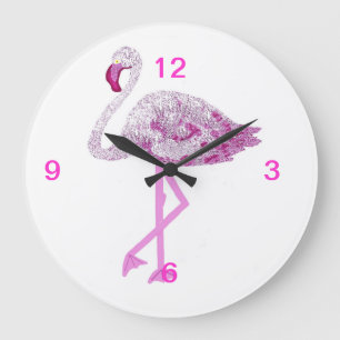 Grande Horloge Ronde Flamant rose gloire