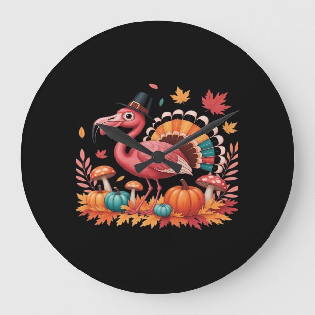 Grande Horloge Ronde Flamant rose Turquie mignonne Flamant rose Turquie (Recto)