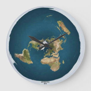 Grande Horloge Ronde Flat Earth Large Wall Clock