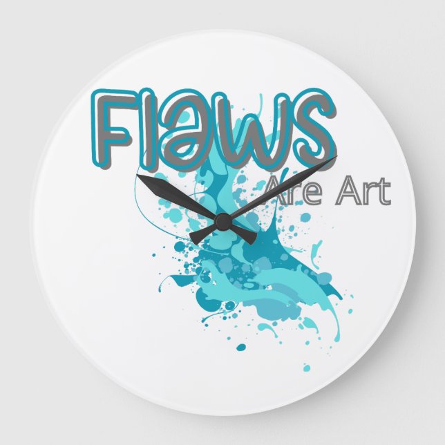 Grande Horloge Ronde Flaws Are Art – Inspirational Abstract Splash Blue (Recto)