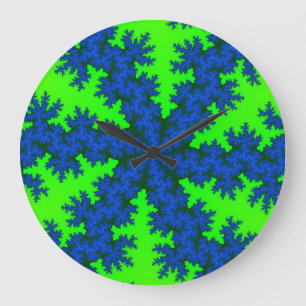 Grande Horloge Ronde Flèche de neige verte et bleue