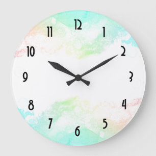 Grande Horloge Ronde Flèches Abstraites vert et bleu