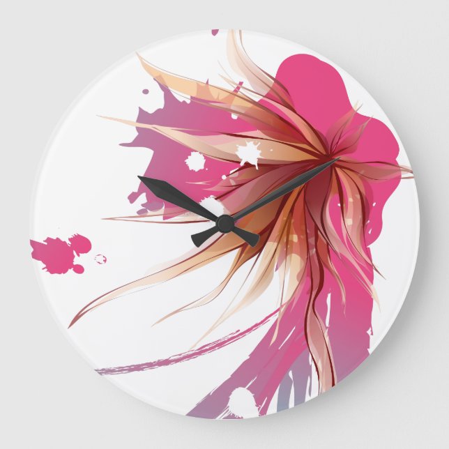 Grande Horloge Ronde Fleur Abstraite d'Hibiscus (Recto)