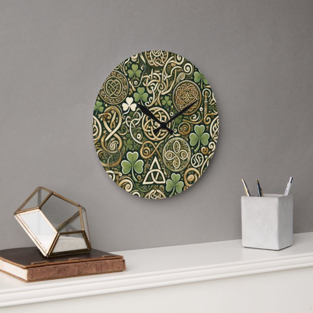 Grande Horloge Ronde Fleur Celtique (Bureau)