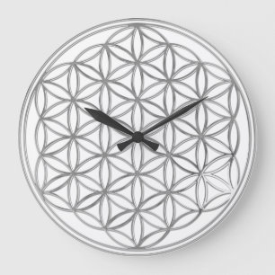 Grande Horloge Ronde FLEUR DE LA VIE - argent