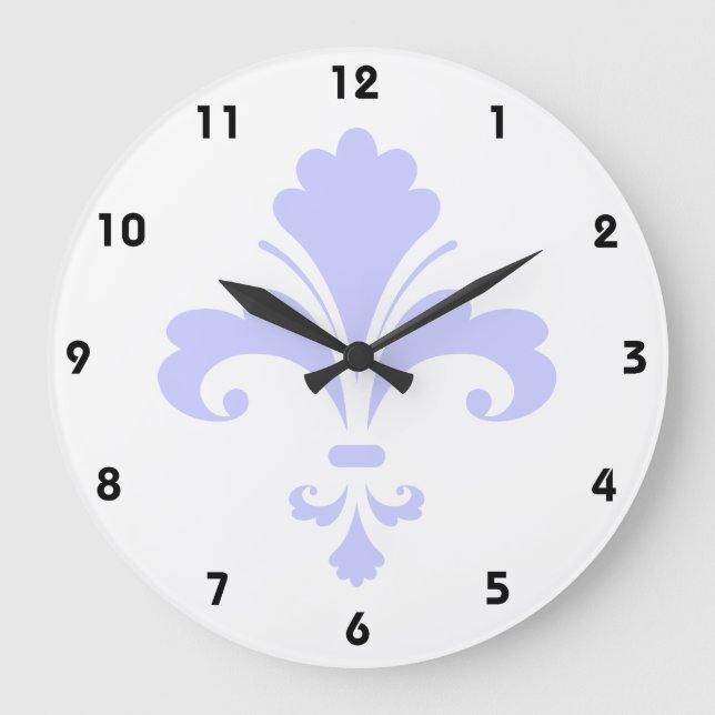 Grande Horloge Ronde Fleur de lis bleu lavande (Recto)