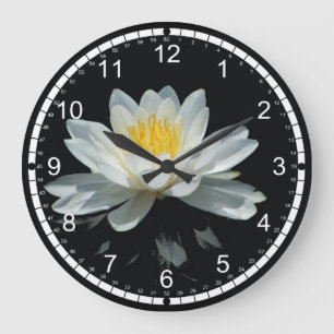 Grande Horloge Ronde Fleur de lotus (Lys d'eau)