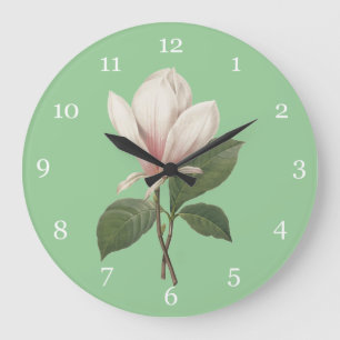 Grande Horloge Ronde Fleur de magnolia botanique vintage