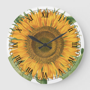 Grande Horloge Ronde Fleur de tournesol vintage par Basilius Besler