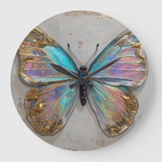 Grande Horloge Ronde Fleur hypnotique couleur flux gros plan