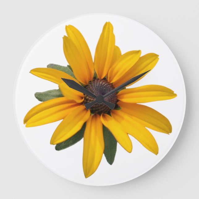 Grande Horloge Ronde Fleur Jaune Moderne Simple Noir Eyed Susan (Recto)