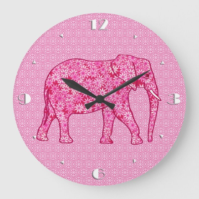 Grande Horloge Ronde Fleur - rose fuchsia (Recto)