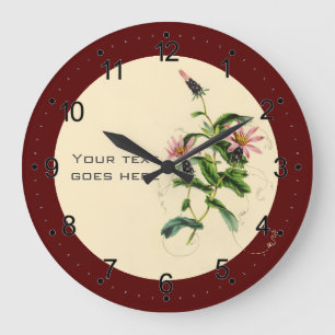 Grande Horloge Ronde Fleur rouge