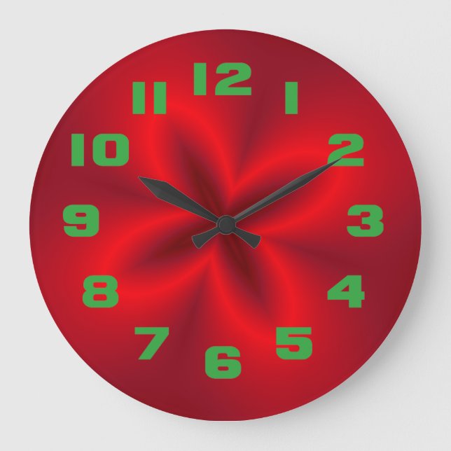 Grande Horloge Ronde Fleur rouge néon vibrante (Recto)
