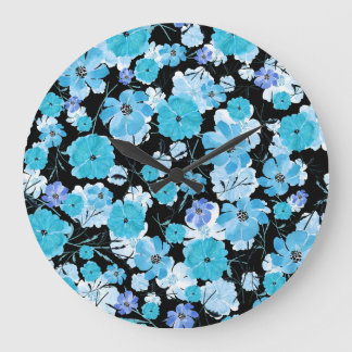 Grande Horloge Ronde Fleurs aquarelles : Une Tapisserie délicate