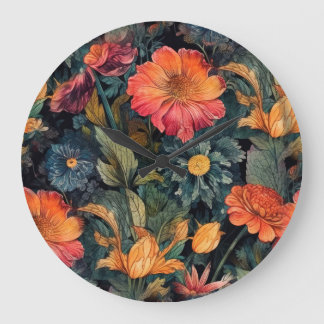 Grande Horloge Ronde Fleurs art nature