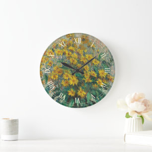 Grande Horloge Ronde Fleurs d'artichauts de Jérusalem par Claude Monet