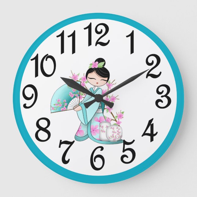 Grande Horloge Ronde Fleurs de cerisiers asiatiques (Recto)