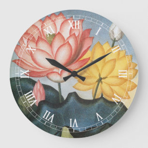 Grande Horloge Ronde Fleurs de Lotus vintages, Le Haricot Égyptien Sacr