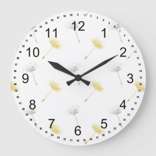 Grande Horloge Ronde Fleurs de pissenlit de souhaits