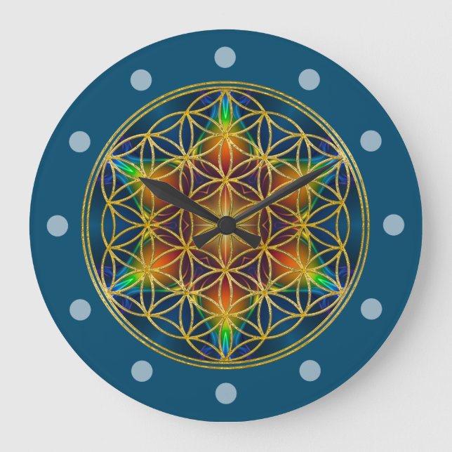 Grande Horloge Ronde FLEURS DE VIE - Fleur fractale 1 (Recto)