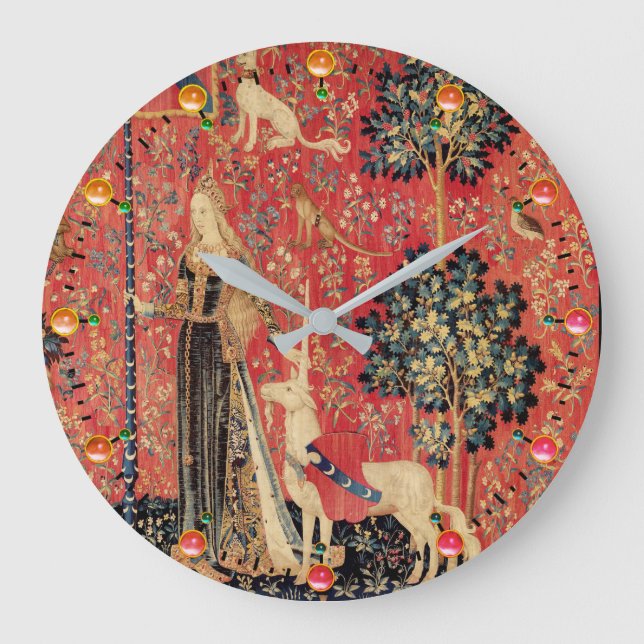 Grande Horloge Ronde Fleurs d'Imaginaires, animaux, pierres précieuses (Recto)