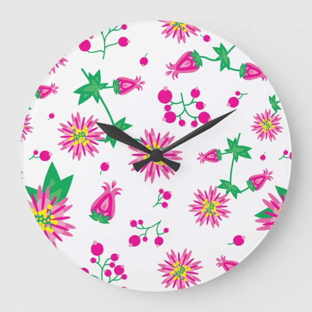 Grande Horloge Ronde Fleurs et baies (Recto)